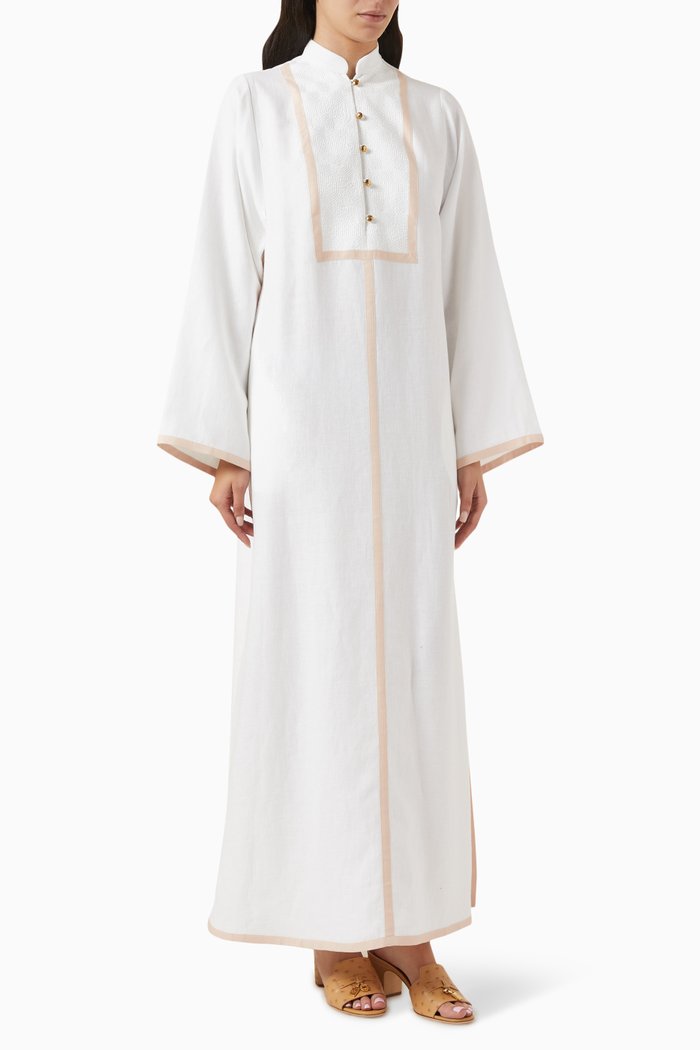 

Contrast-trim Kimono Dress, White