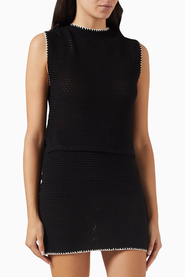 

Toscana Tricot Tank Top in Cotton, Black