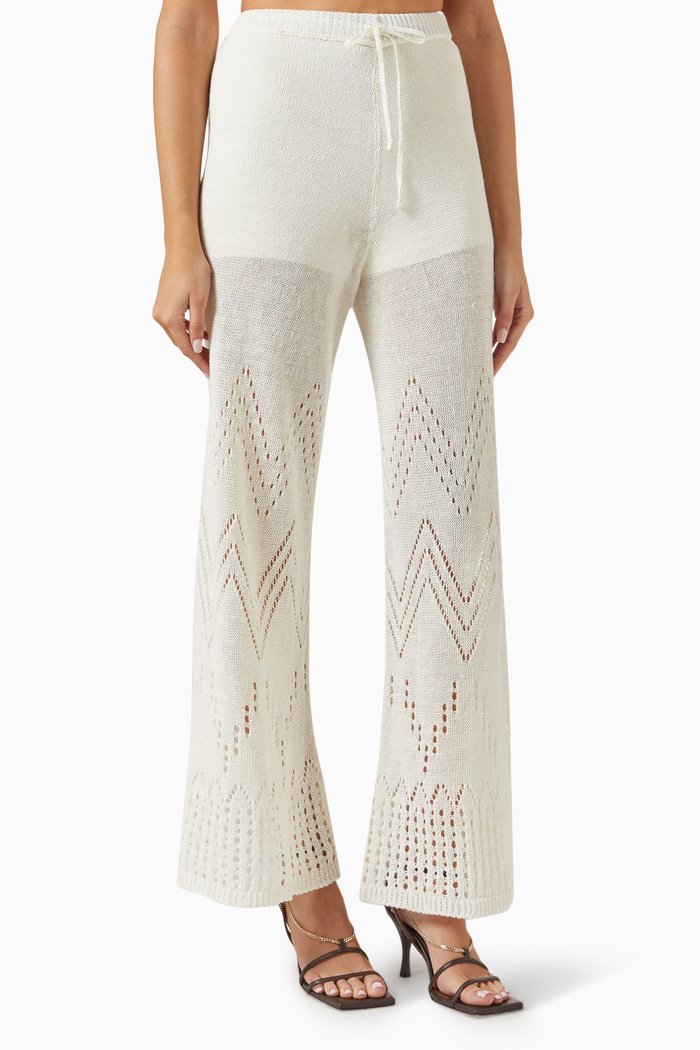 

Capri Flared Pants in Cotton, Neutral