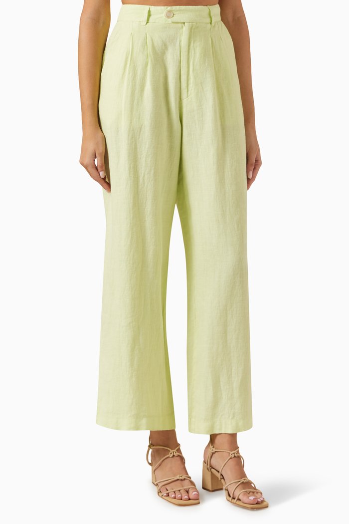 

Kaede Flared Pants in Linen, Green