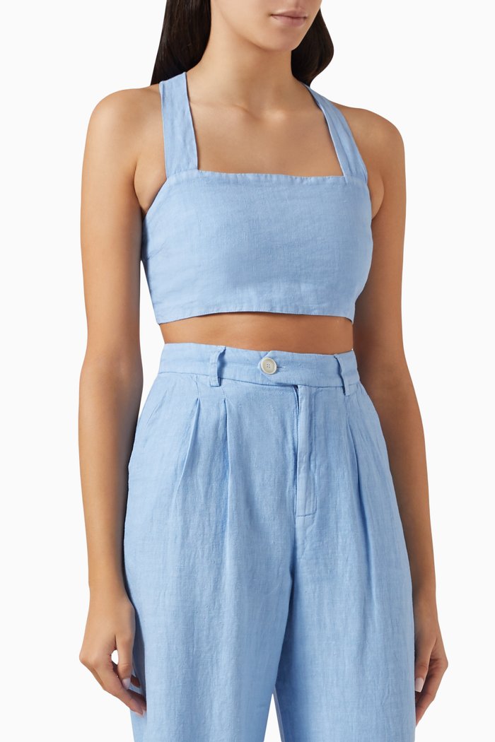 

Rai Tank Top in Linen, Blue
