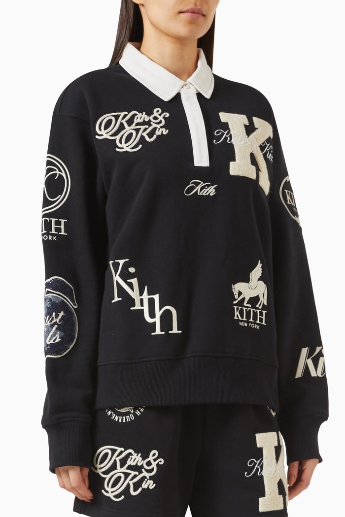 

Emery Logo Rugby Shirt in Cotton Fleece, Black