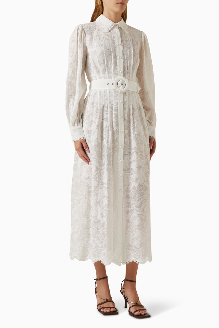

Ilara Belted Maxi Shirt Dress, White