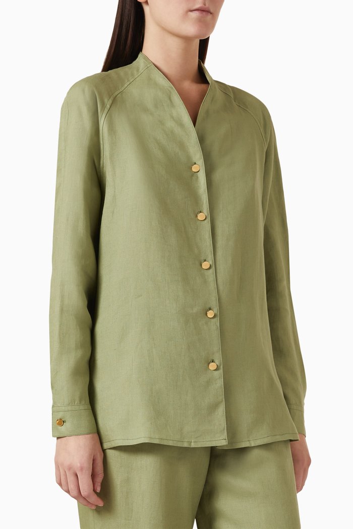 

Jane Solaire Shirt in Linen, Green