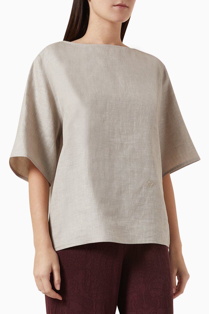 

Mara T-shirt in Linen & Silk, Purple