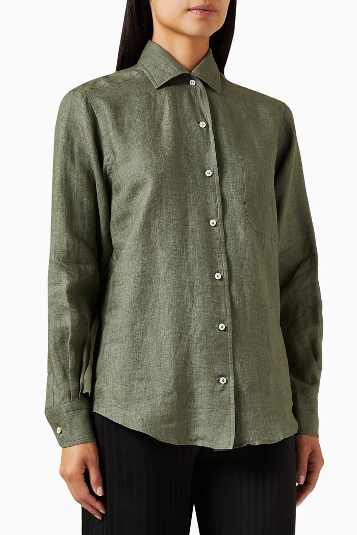 Neo André Shirt in Linen, Green