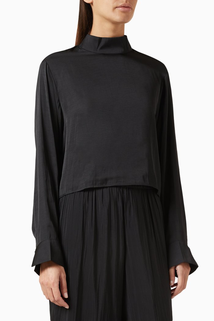 x Sofia Richie Grainge Leau Tie-up Blouse, Black