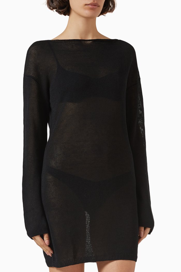 

x Sofia Richie Grainge Nicki Dress in Linen-blend, Black