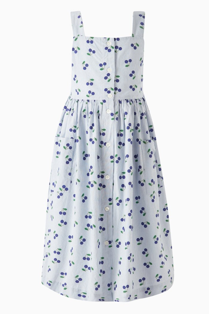 

Laly Cherry-print Dress in Cotton, Blue