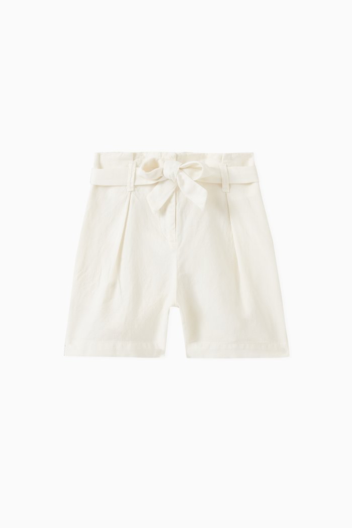 

Belted Bermuda Shorts in Linen-blend, White