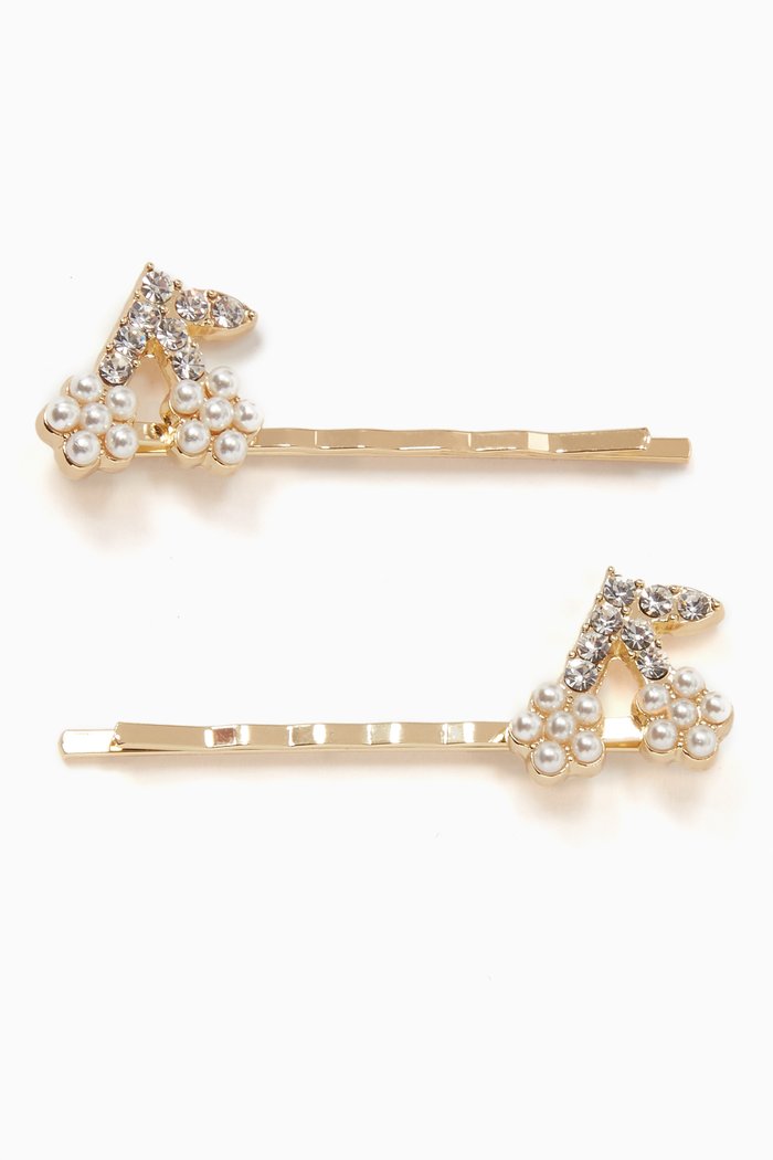 

Cherry Hair Clip, Set of 2, White