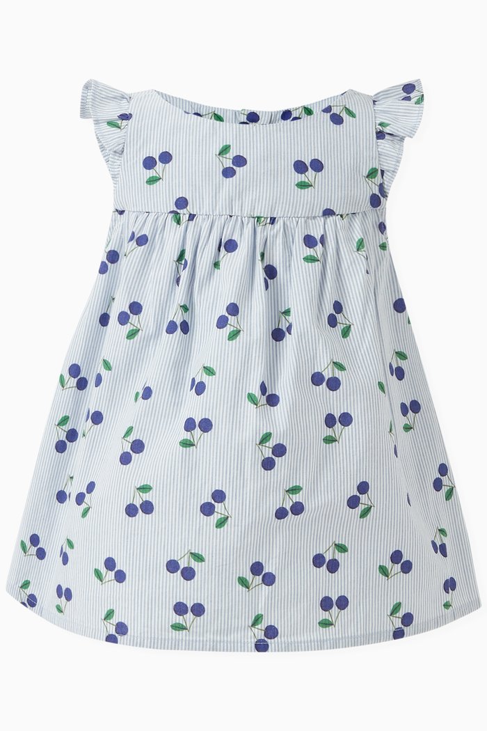 

Cherry-print Blouse in Organic Cotton, Blue
