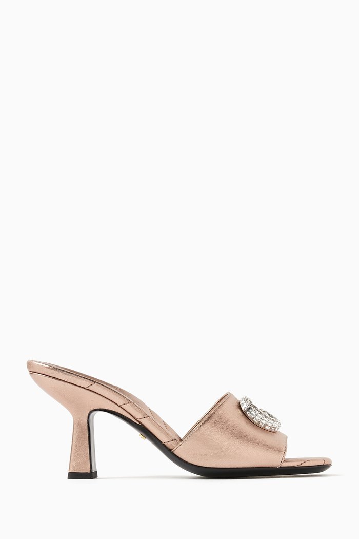 

Double G 75 Sandals in Metallic Nappa, Rose gold