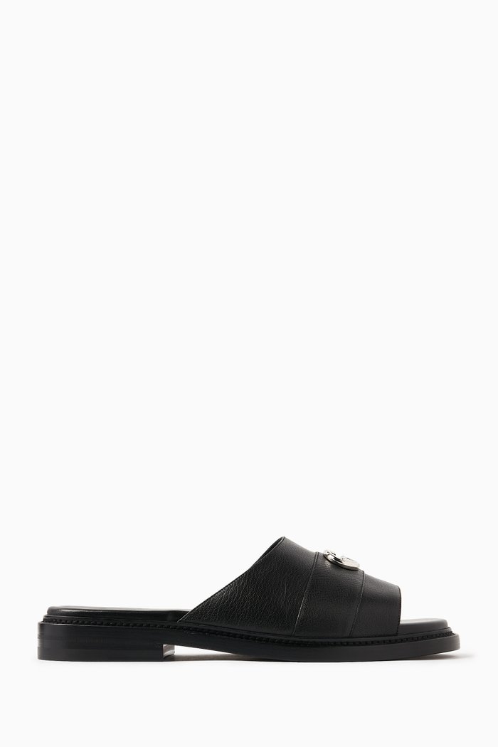 

GG Slide Sandals in Leather, Black