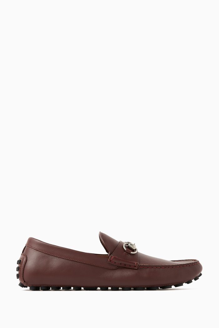 

Horsebit Driving Shoes in Leather, Burgundy