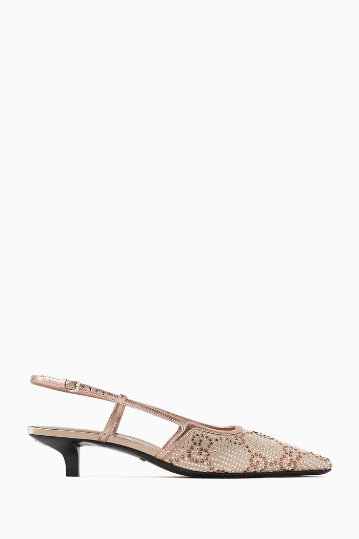 

GG Slingback Pumps in Silk-satin, Rose gold