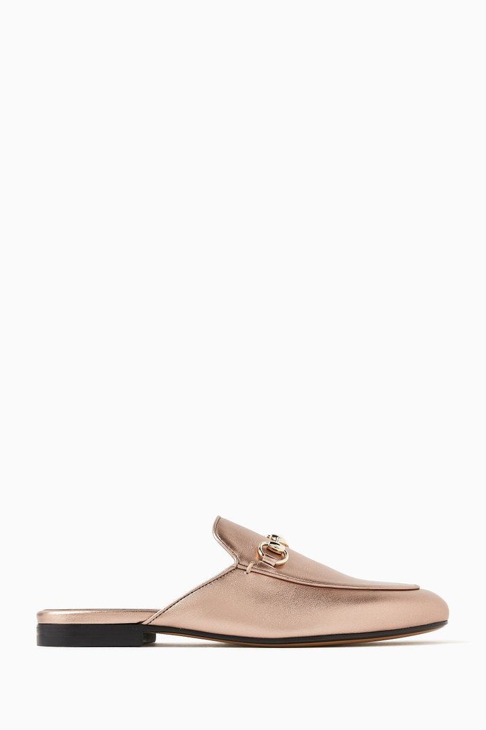 

Princetown Slippers in Metallic Nappa, Rose gold