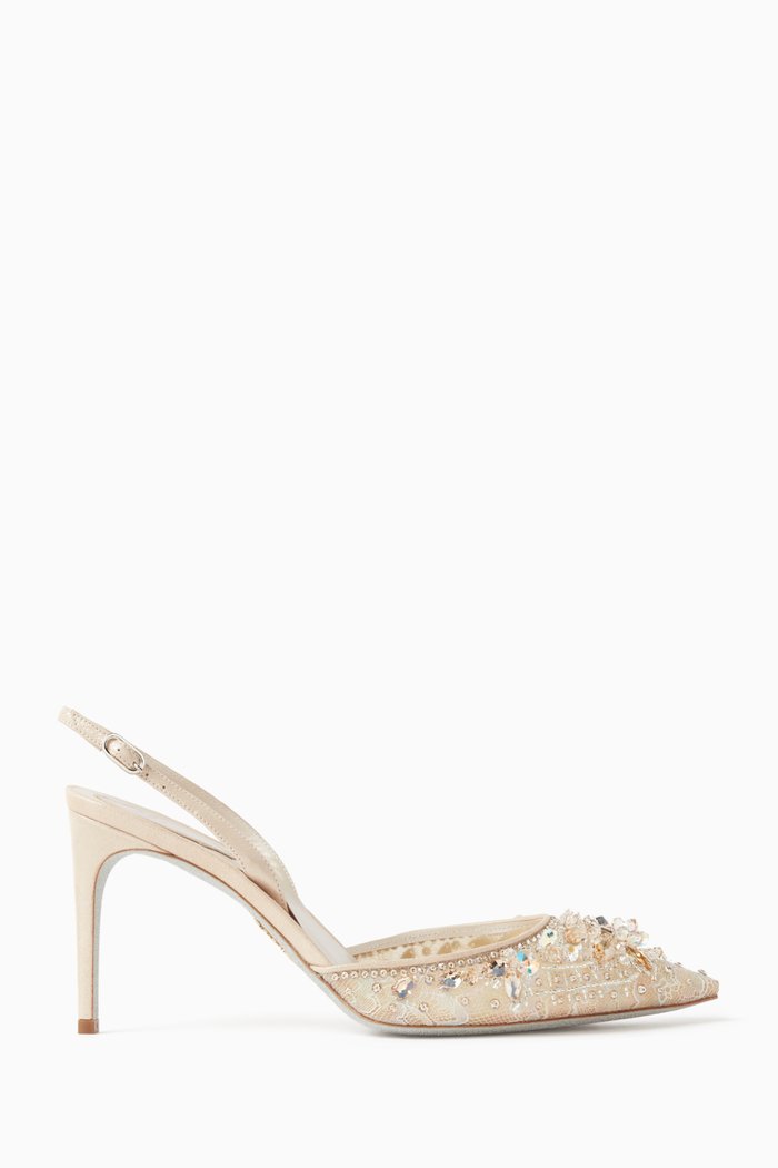 

Cinderella 80 Slingback Pumps in Satin, Neutral