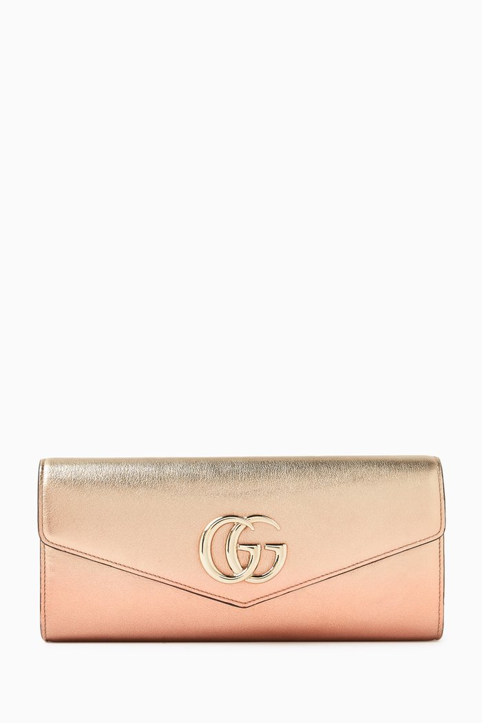 

GG Clutch in Metallic Nappa, Rose gold