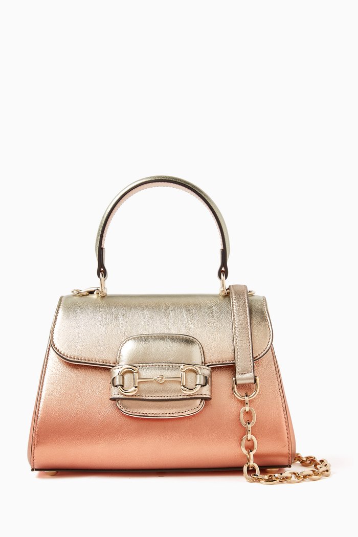 

Mini 1955 Horsebit Top-handle Bag in Ombré Leather, Rose gold