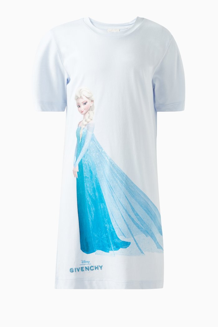 

x Disney Elsa-print T-shirt Dress in Cotton, Blue