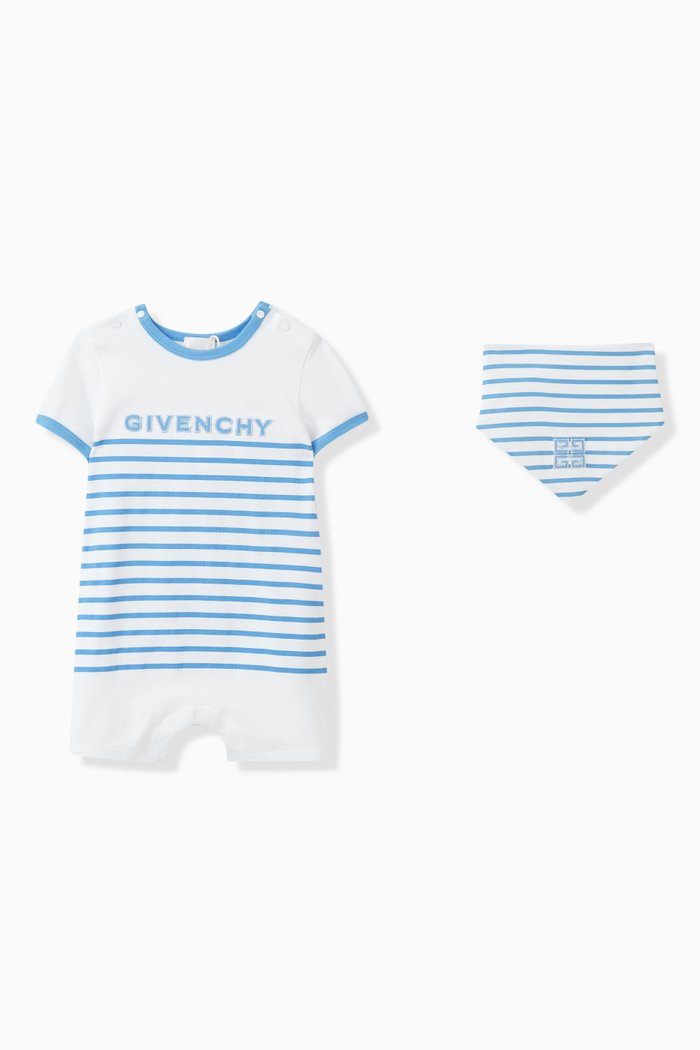 

Striped Bodysuit & Bib Set in Cotton-jersey, Blue