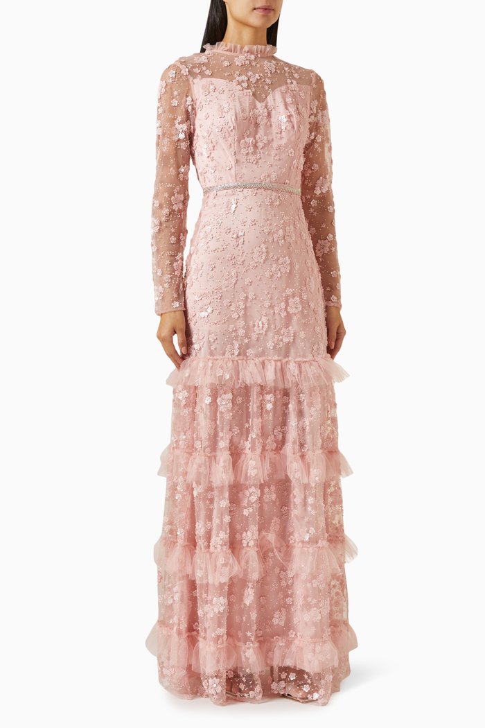 

Sequin-embellished Maxi Dress in Tulle, Pink