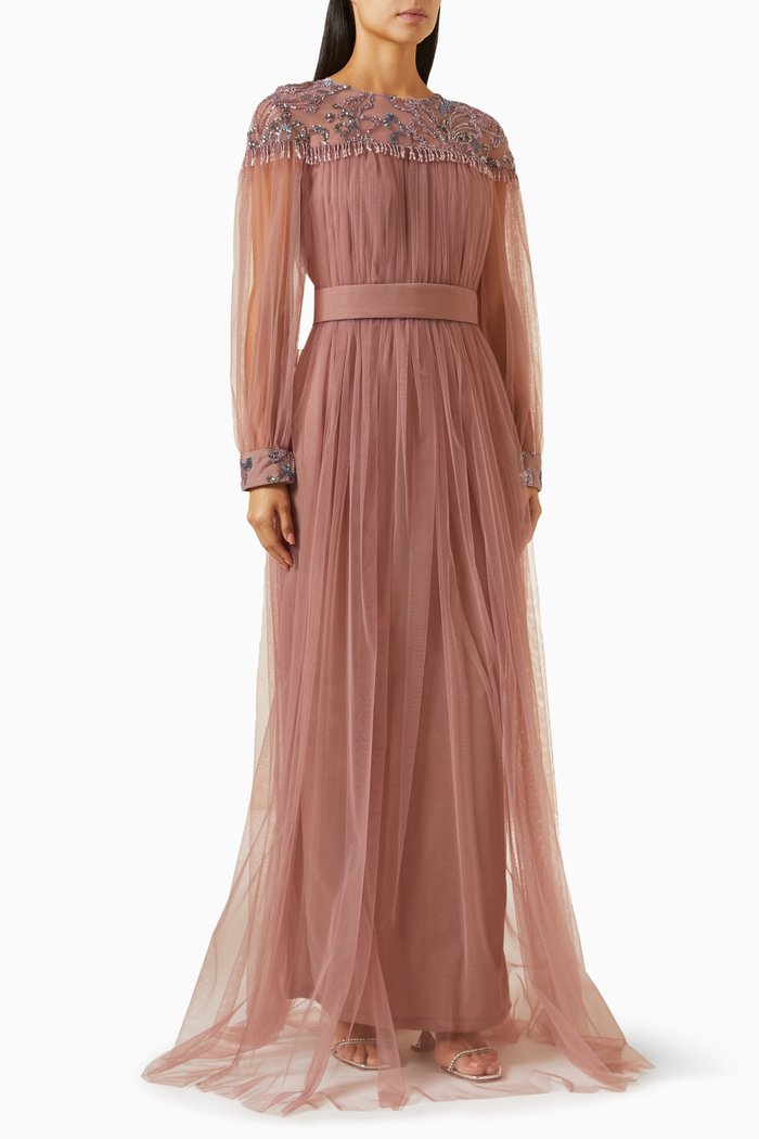 

Sequin-embellished Maxi Dress in Tulle, Pink