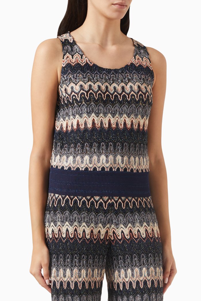 

Wave Tank Top in Rayon-blend, Black
