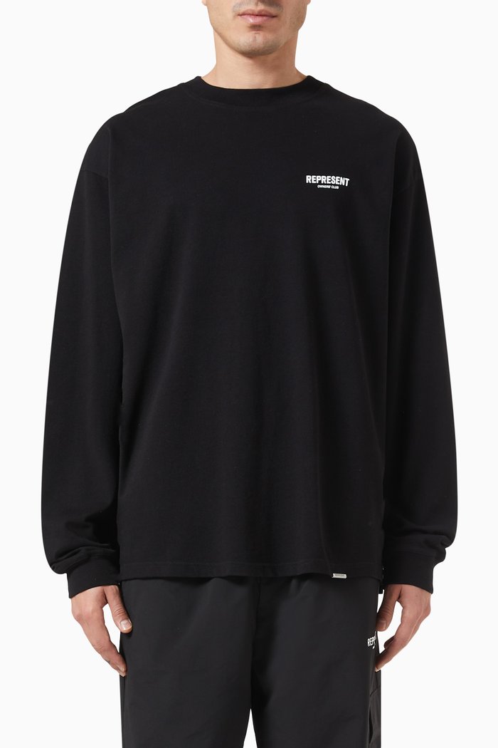 

Represent Owners Club Long-sleeve T-shirt in Cotton-jersey, Black