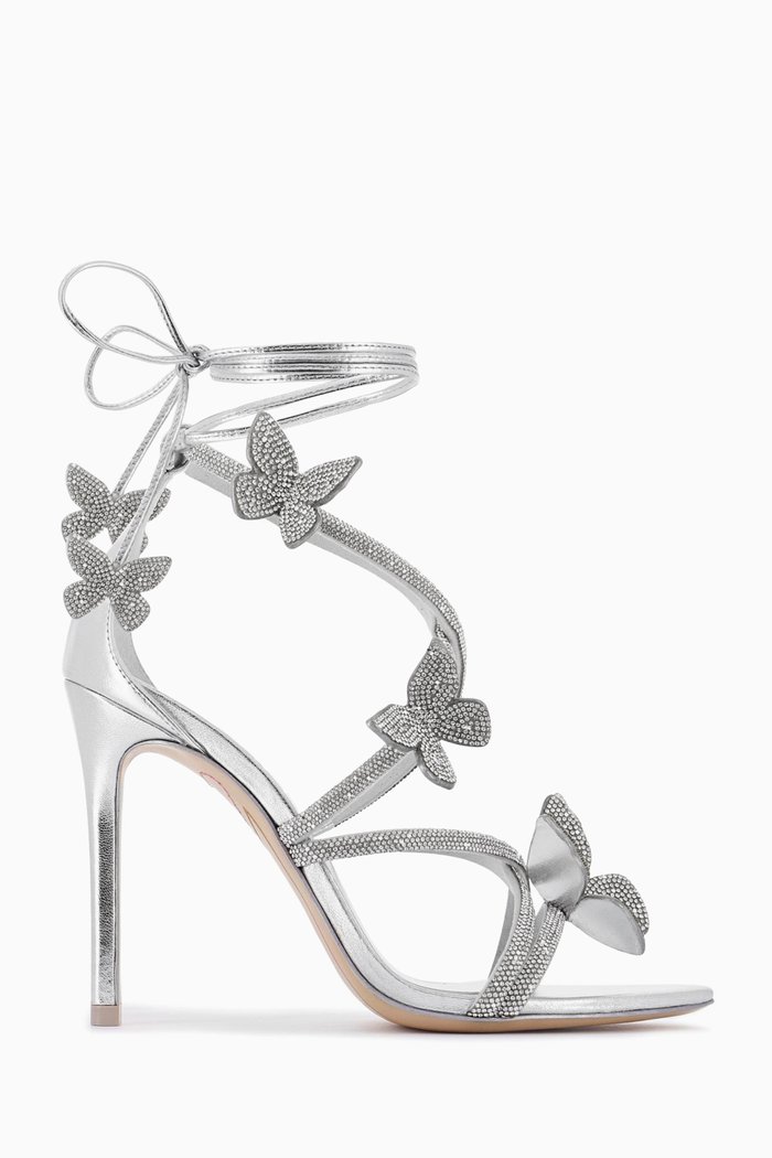

Vanessa 100 Crystal-embellished Sandals in Metallic-leather, Silver