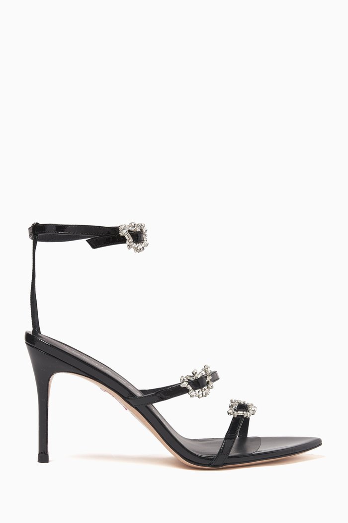 

Grace 85 Butterfly Buckle Sandals in Leather, Black