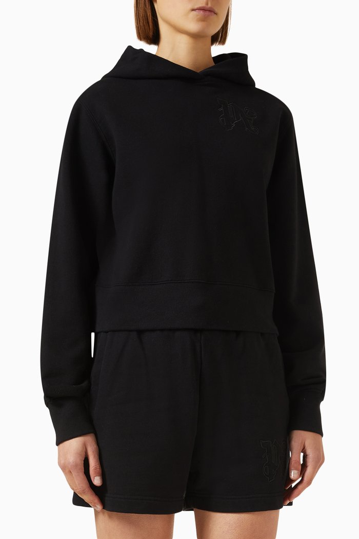

Monogram Hoodie in Cotton, Black