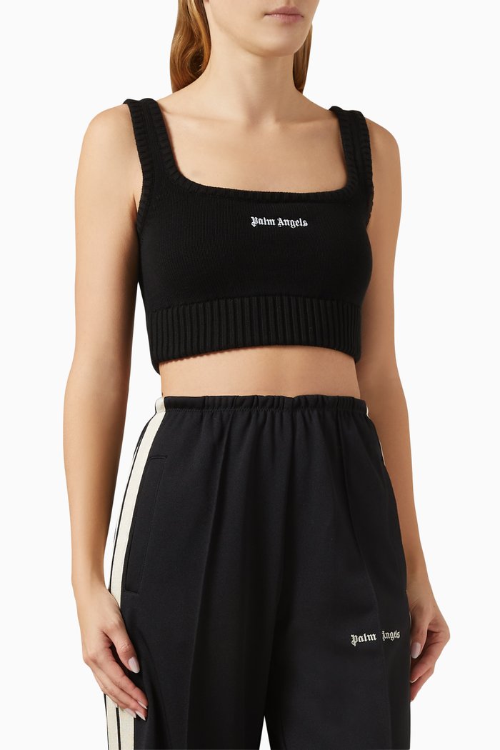 

Logo Cropped Top in Cotton-knit, Black