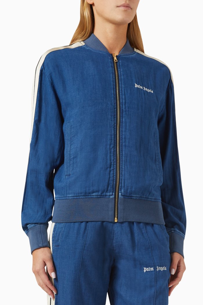

Track Bomber Jacket in Cotton-chambray, Blue