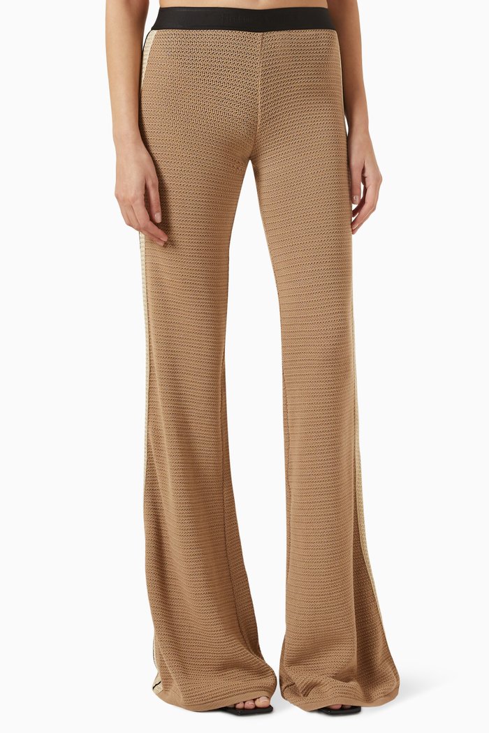 

Logo-tape Flared Pants in Cotton Knit, Brown