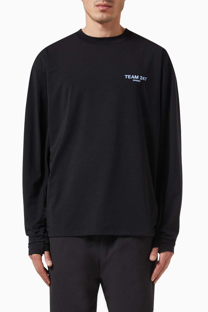 

Team 247 Long-sleeve T-shirt in Jersey, Black