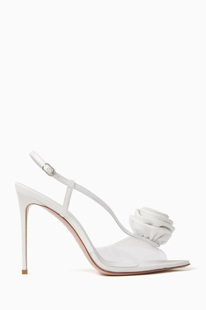 

Rose Slingback 100 Sandals in Plexi & Leather, White