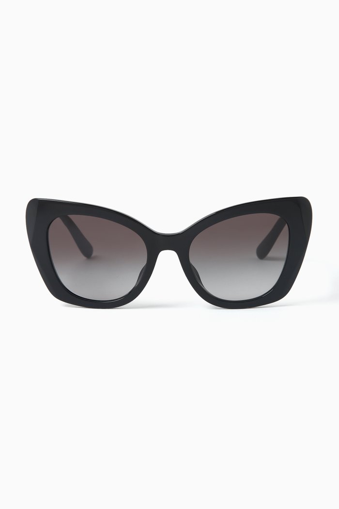 

DG Crossed Cat Eye Sunglasses in Acetate, Black