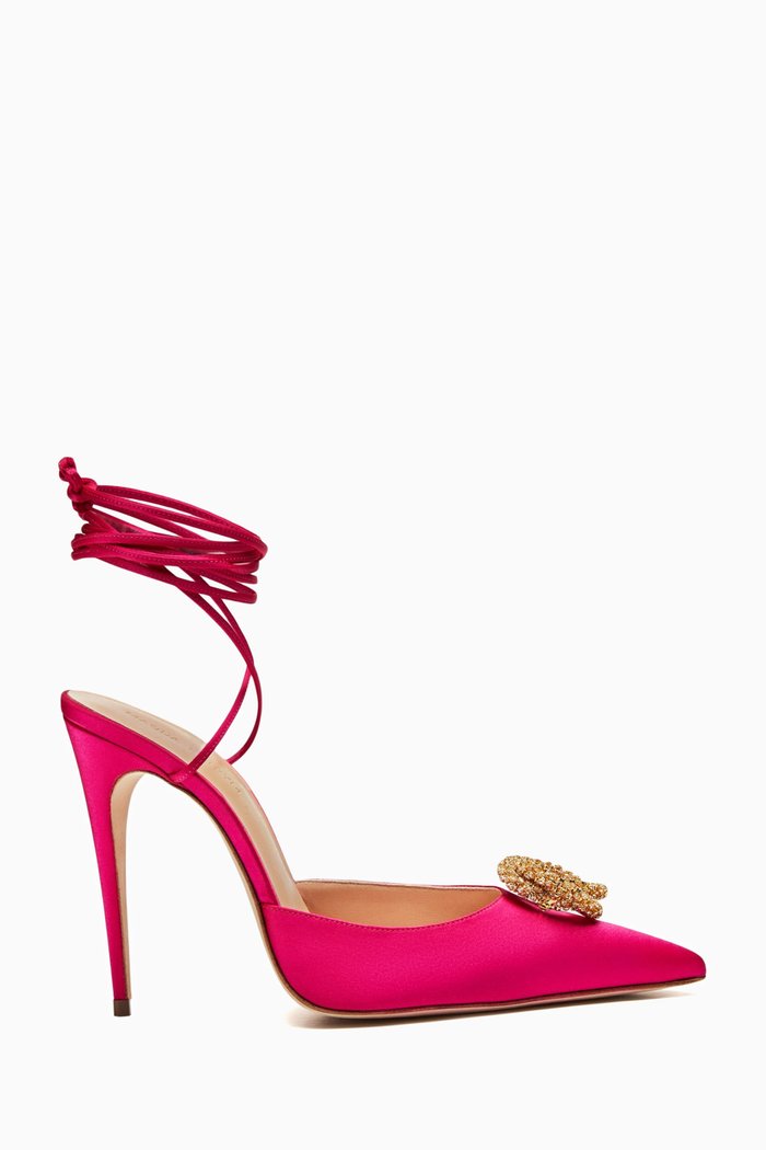

Crystal 110 Lace-up Pumps in Satin, Pink
