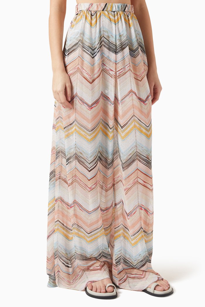 

Chevron Wide-leg Pants in Viscose-knit, Multicolour