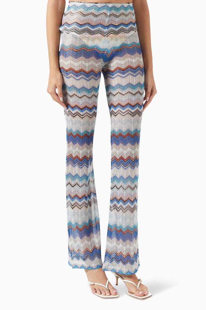

Zigzag Cover Up Pants in Rayon Knit, Multicolour