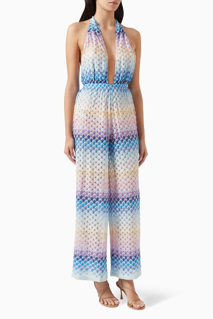 

Lace Effect Jumpsuit in Rayon, Multicolour