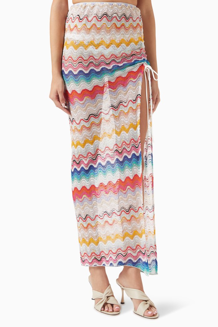 

Wave Wrap Around Skirt in Rayon, Multicolour