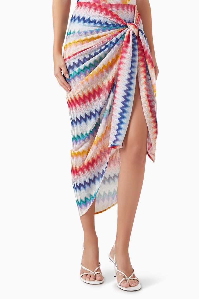 

Micro Shaded Chevron Cover-up Skirt, Multicolour
