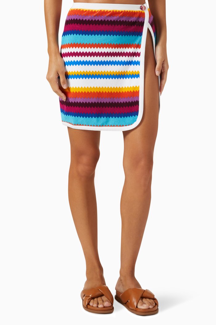 

Chevron Beach Skirt in French-terry, Multicolour