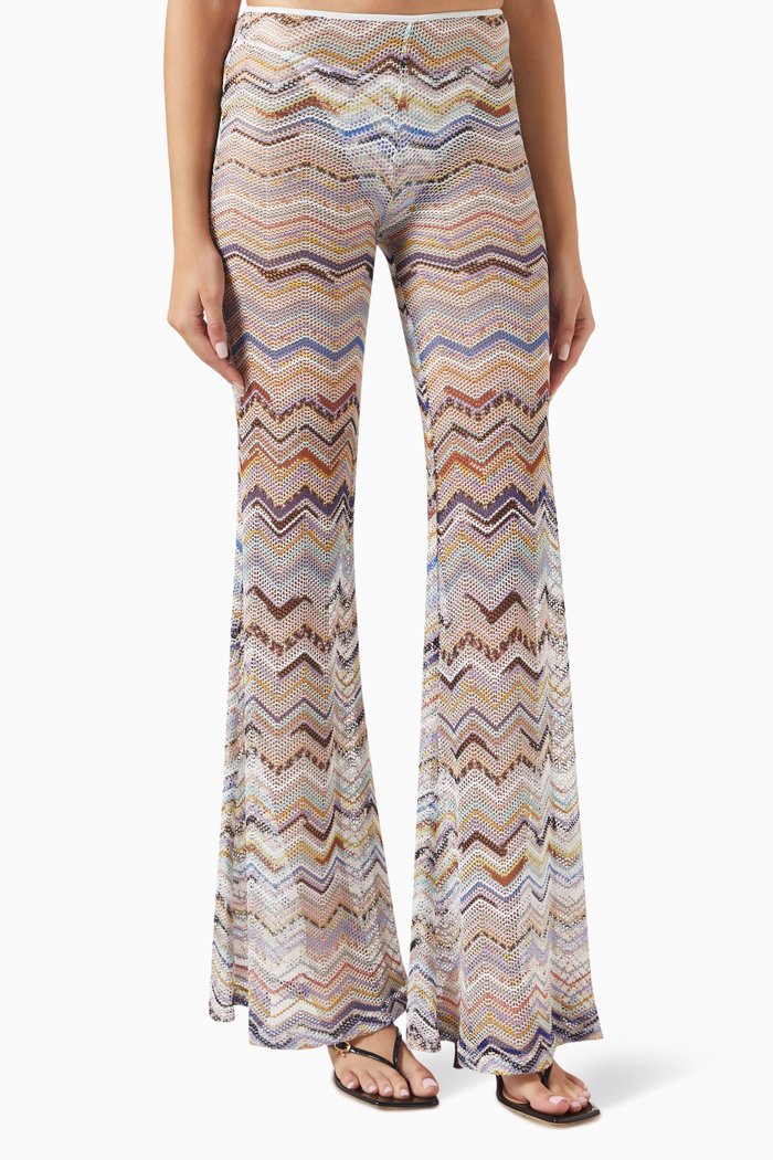 

Chevron Net Pants in Rayon, Multicolour