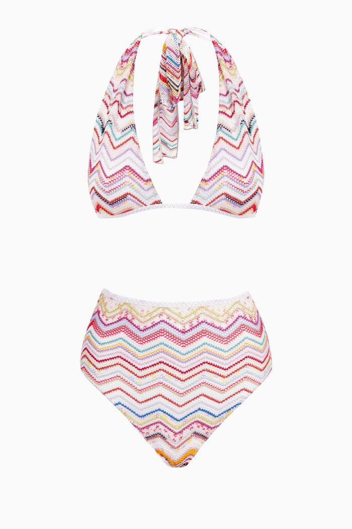 

Chevron Two-piece Bikini in Crochet Knit, Multicolour