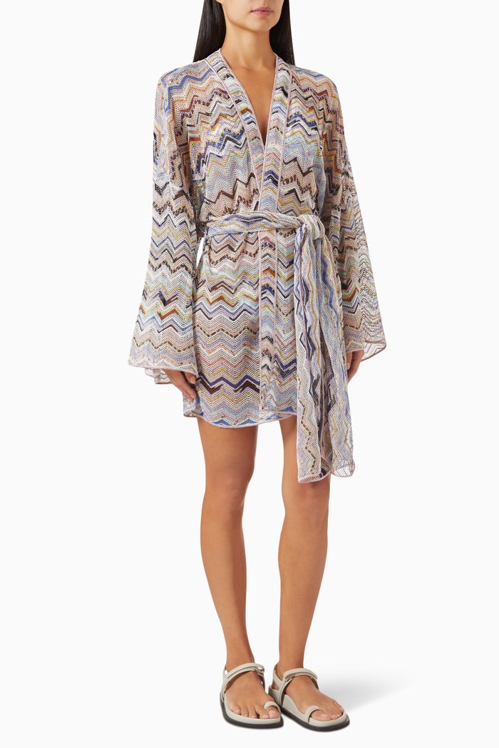Chevron Cover Up in Crochet Knit, Multicolour