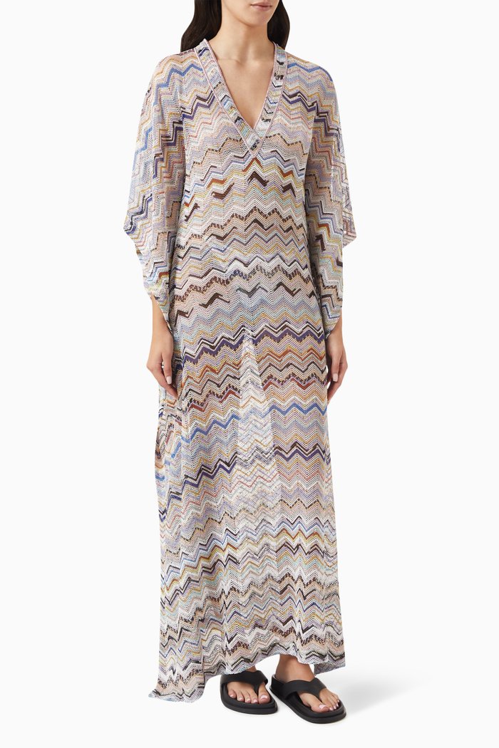 

Chevron Long Cover Up Dress in Knit, Multicolour
